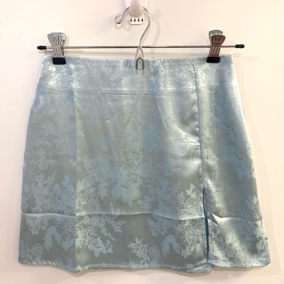 PRINCESS POLLY blue floral silk mini skirt - Picture 3 of 4